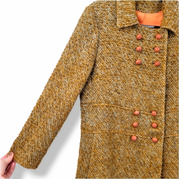 RARE VINTAGE 1960s Tweed Fit & Flare Peacoat Rust - Picture 3 of 16